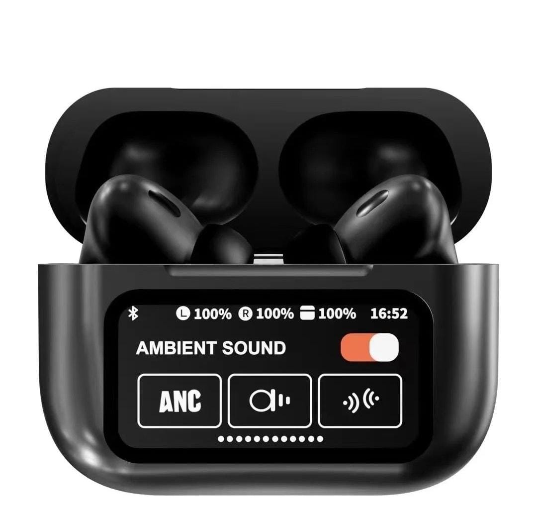 Airpods A9 Pro Touch Screen Display with ANC ENC TWS Earbuds – Black